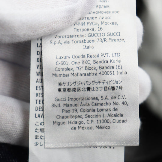GUCCI Denim pants 623953 Main: 98% cotton, Main: 2% polyurethane acrylic, Part: leather Indigo blue Washed denim regular pants mens 32 Used Authentic