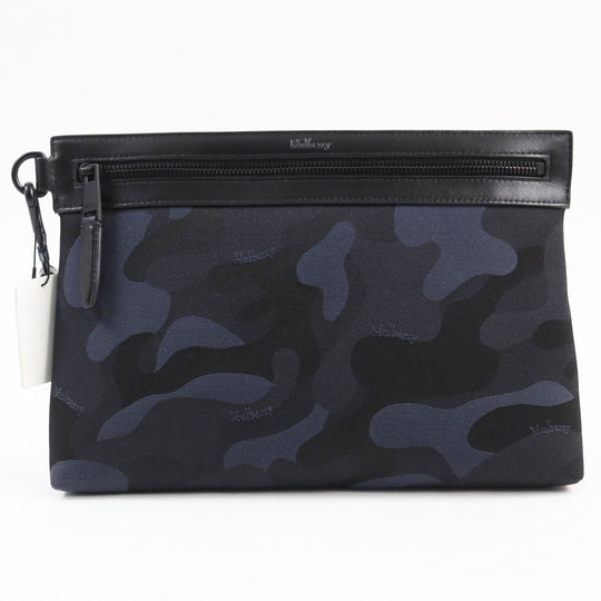 MULBERRY Clutch bag RL5593 Part: Leather Navy black mens Used Authentic