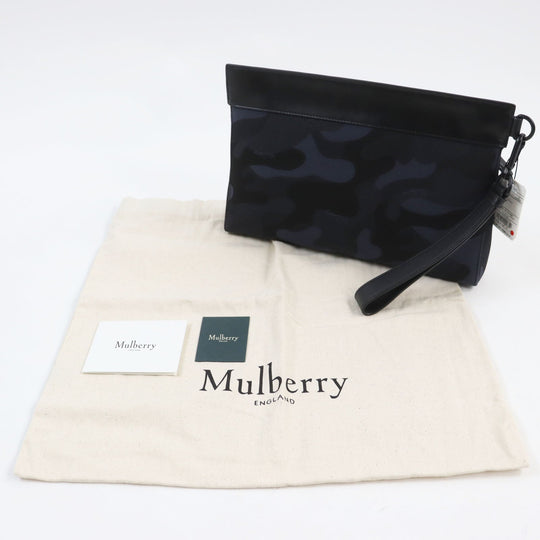 MULBERRY Clutch bag RL5593 Part: Leather Navy black mens Used Authentic