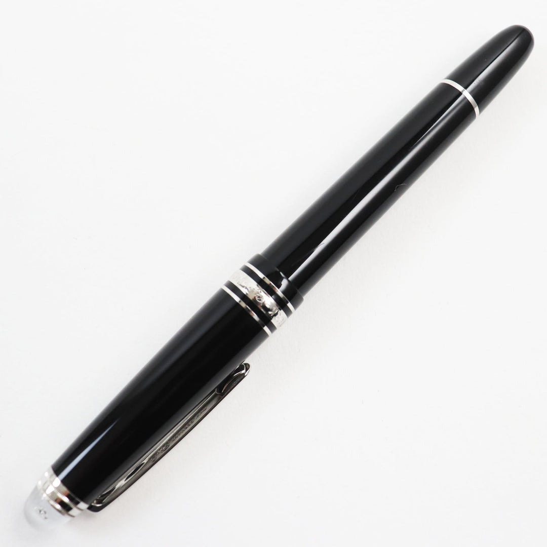 MONTBLANC fountain pen Main: Resin, Nib: K14, Stone: Diamond 0.03ct Black Silver Meisterstck Pix mens Used Authentic