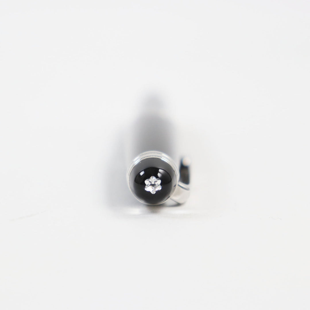 MONTBLANC fountain pen Main: Resin, Nib: K14, Stone: Diamond 0.03ct Black Silver Meisterstck Pix mens Used Authentic