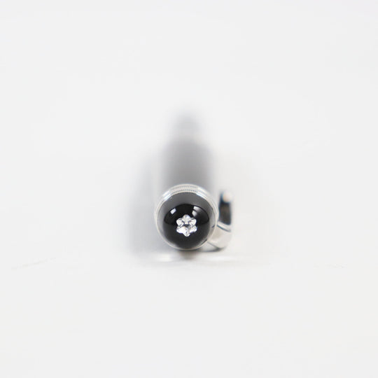 MONTBLANC fountain pen Main: Resin, Nib: K14, Stone: Diamond 0.03ct Black Silver Meisterstck Pix mens Used Authentic