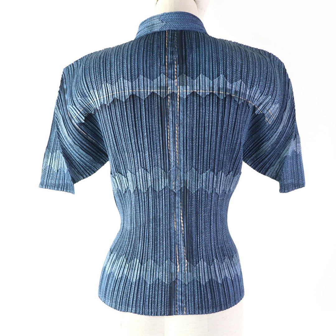 PLEATS PLEASE Short sleeve shirt PP12-JJ522 Main: 100% polyester blue Women 4 Used Authentic