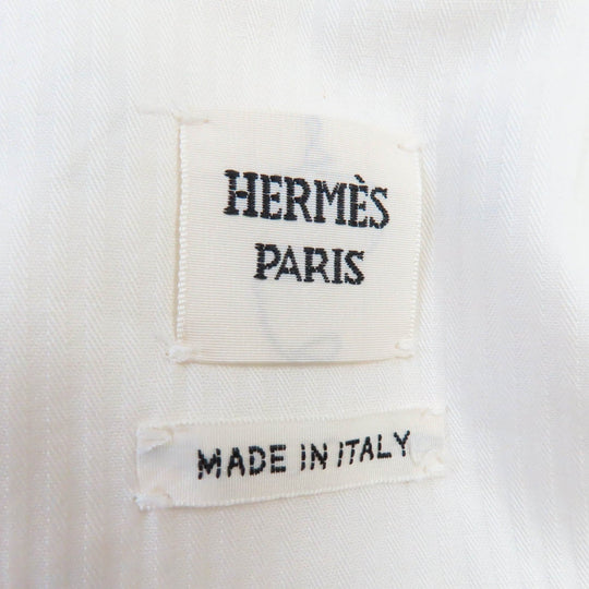 HERMES Denim Jacket Outer: 98% cotton, Outer: 2% polyurethane, Part: leather, Lining: 100% cotton White navy Women 40 Used Authentic