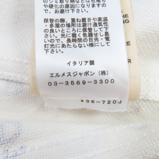 HERMES Denim Jacket Outer: 98% cotton, Outer: 2% polyurethane, Part: leather, Lining: 100% cotton White navy Women 40 Used Authentic