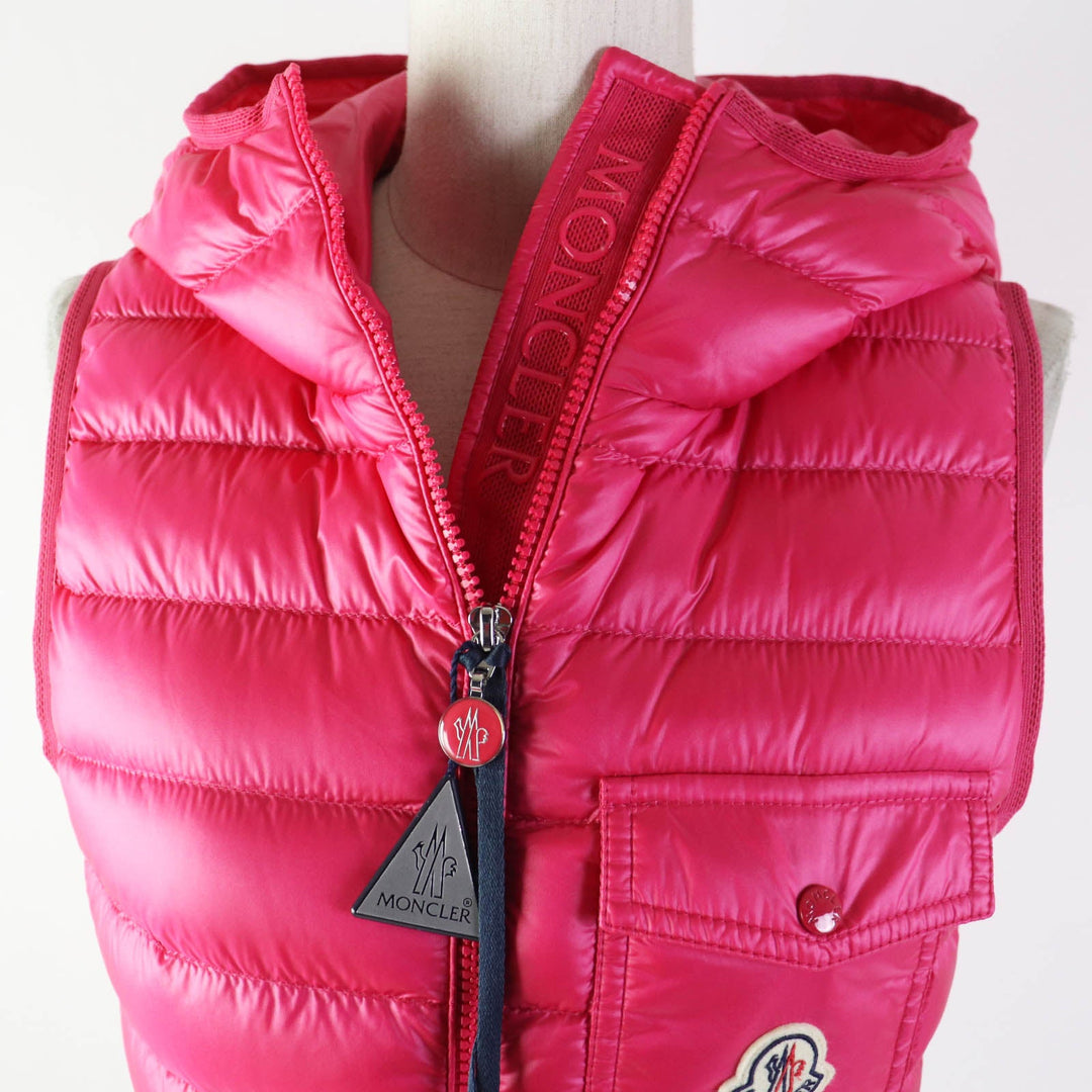 MONCLER Down vest Outer: 100% nylon, Lining: 100% nylon, Filling: 90% down, Filling: 10% feather, Hood lining: 100% nylon pink GLYGOS Women zero size Used Authentic