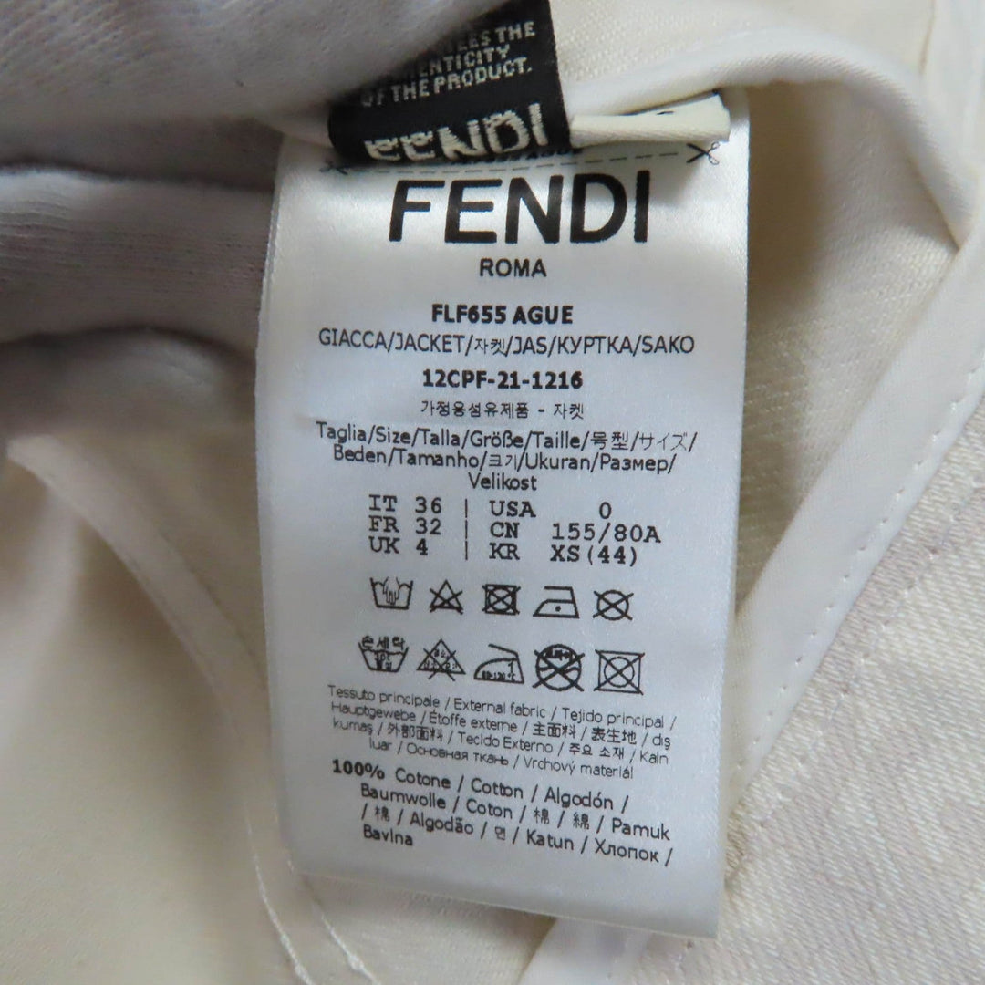 FENDI Denim Jacket FLF655 Main: 100% cotton Ivory beige Women 36 Used Authentic