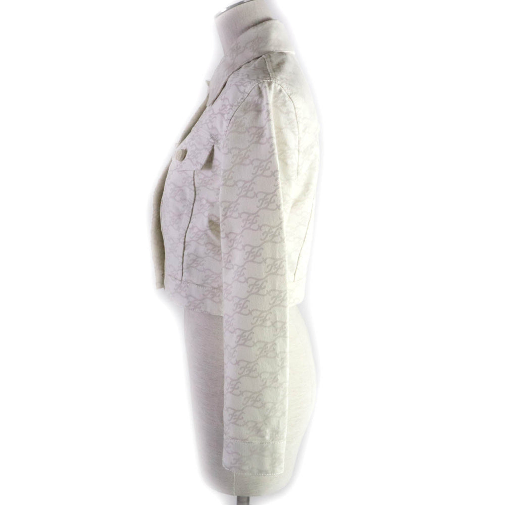 FENDI Denim Jacket FLF655 Main: 100% cotton Ivory beige Women 36 Used Authentic