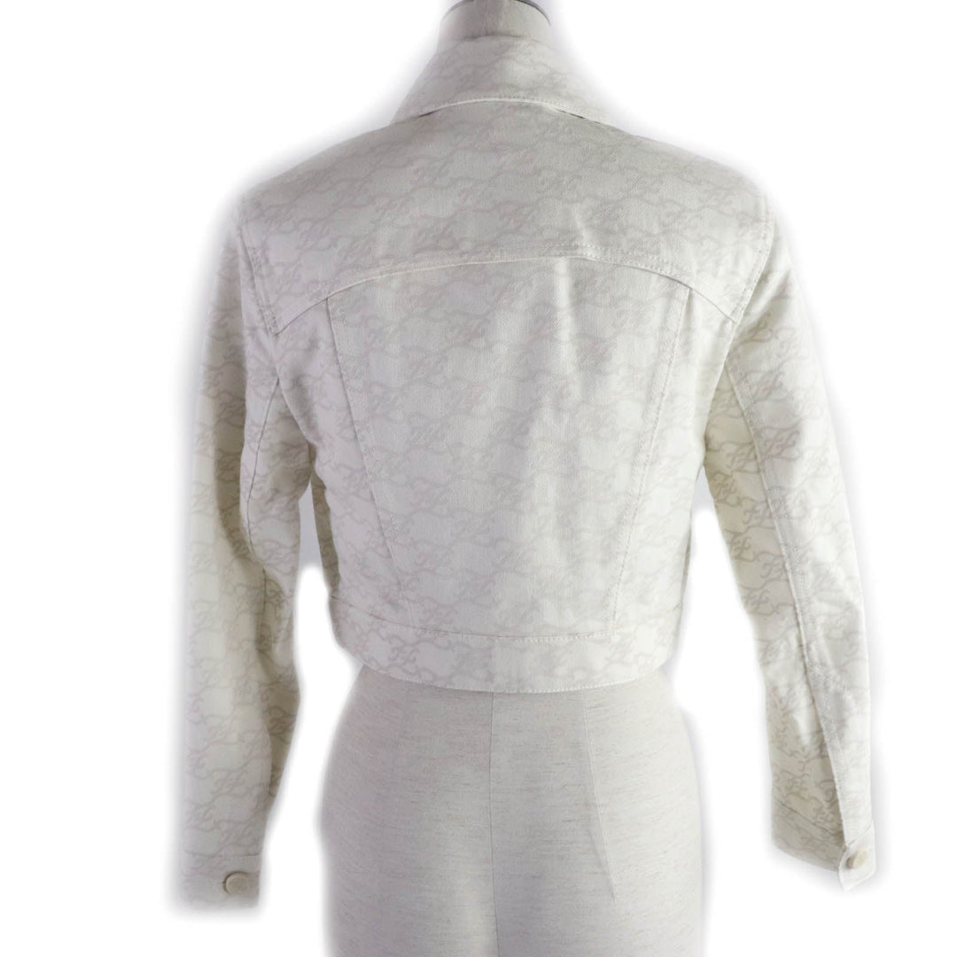 FENDI Denim Jacket FLF655 Main: 100% cotton Ivory beige Women 36 Used Authentic
