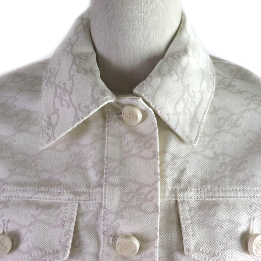 FENDI Denim Jacket FLF655 Main: 100% cotton Ivory beige Women 36 Used Authentic