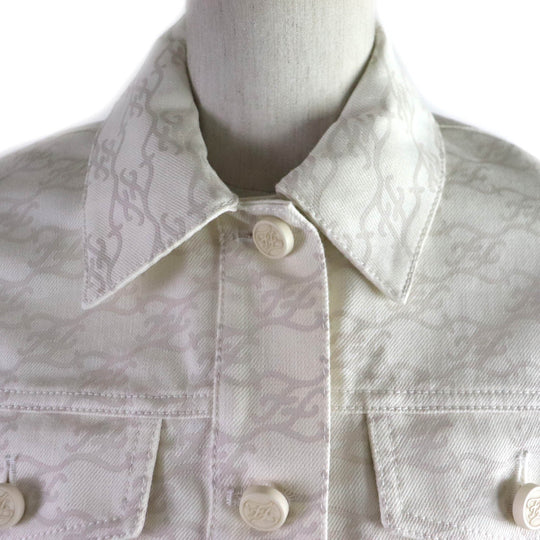FENDI Denim Jacket FLF655 Main: 100% cotton Ivory beige Women 36 Used Authentic