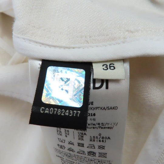 FENDI Denim Jacket FLF655 Main: 100% cotton Ivory beige Women 36 Used Authentic