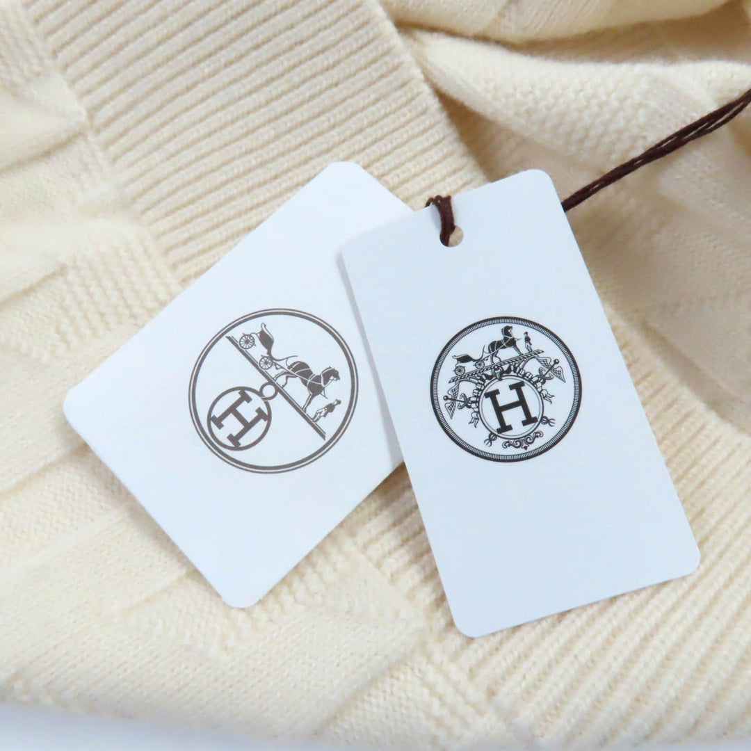 HERMES knit Main: 100% wool Ivory Women 38 Used Authentic