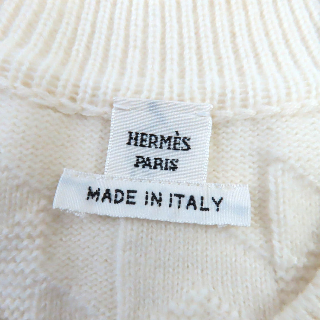 HERMES knit Main: 100% wool Ivory Women 38 Used Authentic