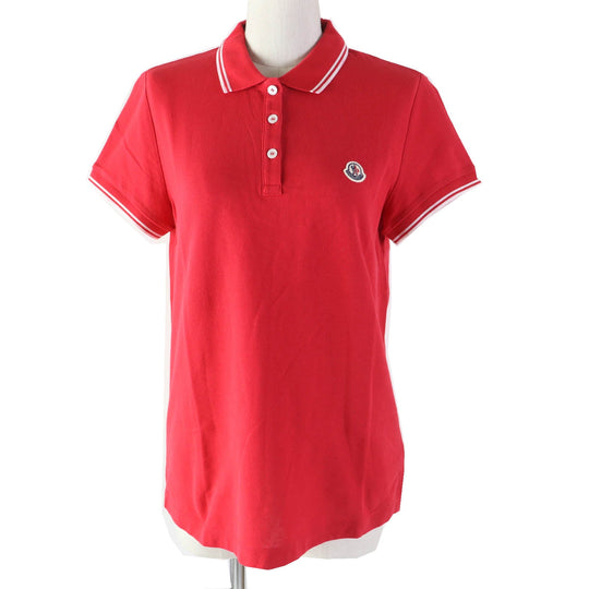 MONCLER Short sleeve polo shirt Outer: 100% cotton, Part: 100% cotton Red white MAGLIA Women L Used Authentic