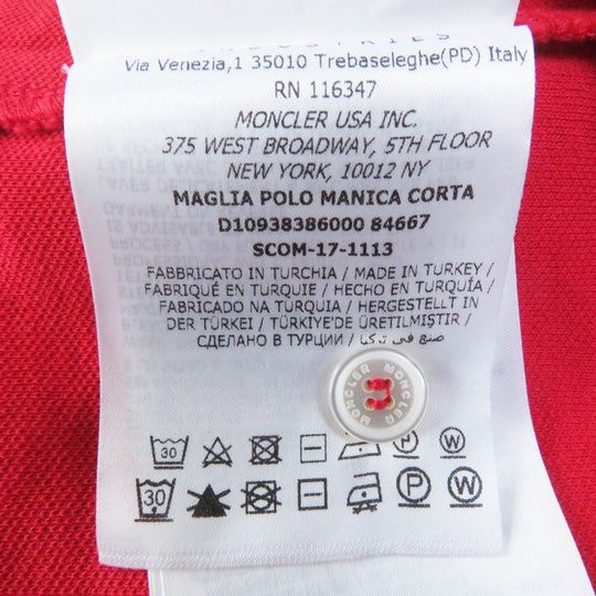 MONCLER Short sleeve polo shirt Outer: 100% cotton, Part: 100% cotton Red white MAGLIA Women L Used Authentic