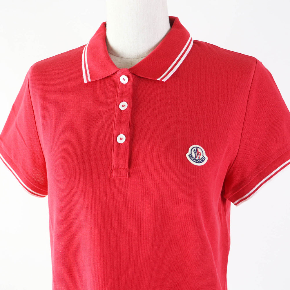 MONCLER Short sleeve polo shirt Outer: 100% cotton, Part: 100% cotton Red white MAGLIA Women L Used Authentic