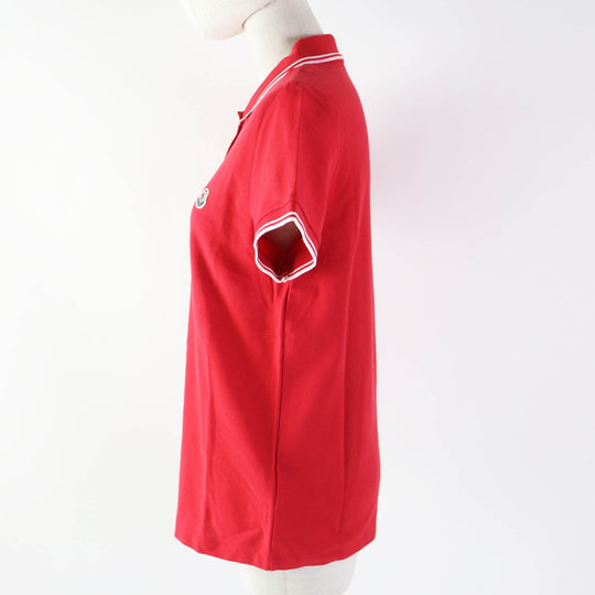 MONCLER Short sleeve polo shirt Outer: 100% cotton, Part: 100% cotton Red white MAGLIA Women L Used Authentic