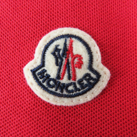 MONCLER Short sleeve polo shirt Outer: 100% cotton, Part: 100% cotton Red white MAGLIA Women L Used Authentic