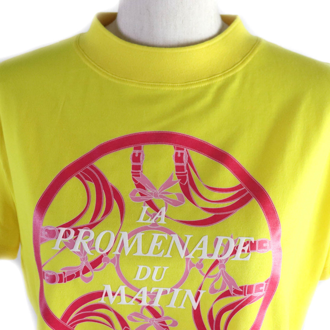 HERMES Short sleeve T-shirt Main: 100% cotton, part: 70% cotton, part: 26% nylon, part: 4% polyurethane yellow Women 34 Used Authentic