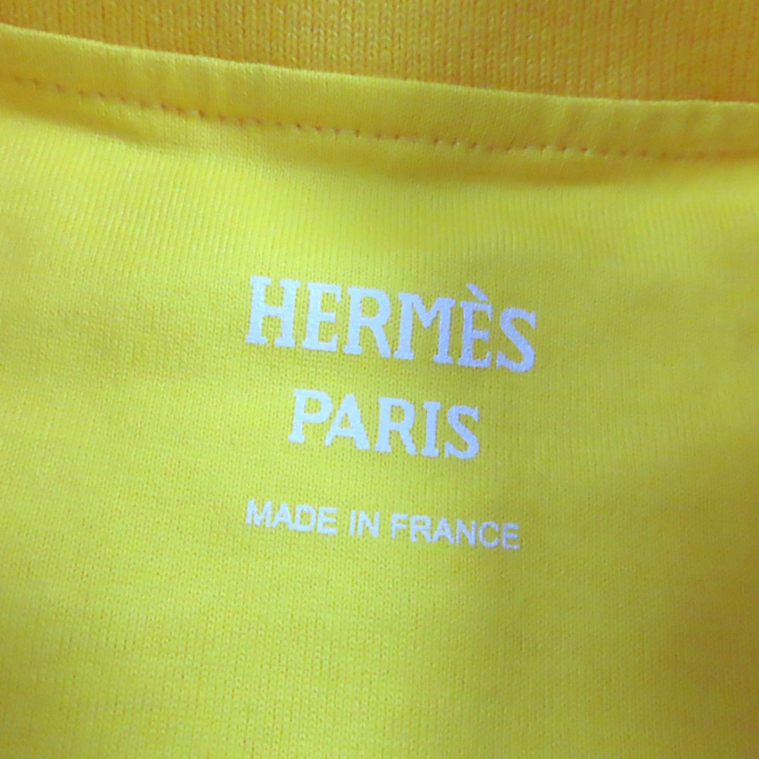 HERMES Short sleeve T-shirt Main: 100% cotton, part: 70% cotton, part: 26% nylon, part: 4% polyurethane yellow Women 34 Used Authentic