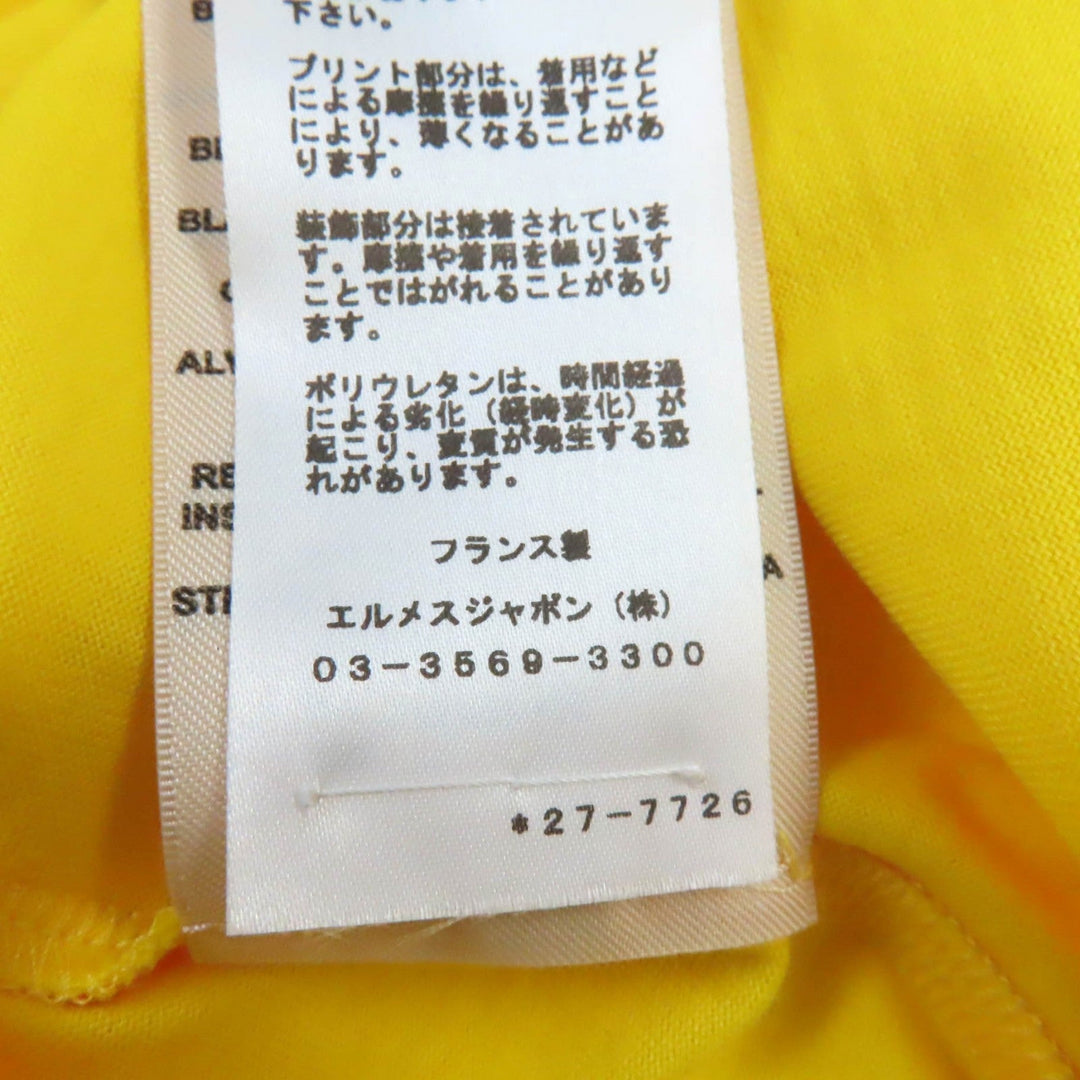 HERMES Short sleeve T-shirt Main: 100% cotton, part: 70% cotton, part: 26% nylon, part: 4% polyurethane yellow Women 34 Used Authentic