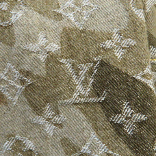 LOUIS VUITTON Denim Jacket Main: 100% cotton, Fur: Mouton khaki Monogrammed Lines Women 40 Used Authentic