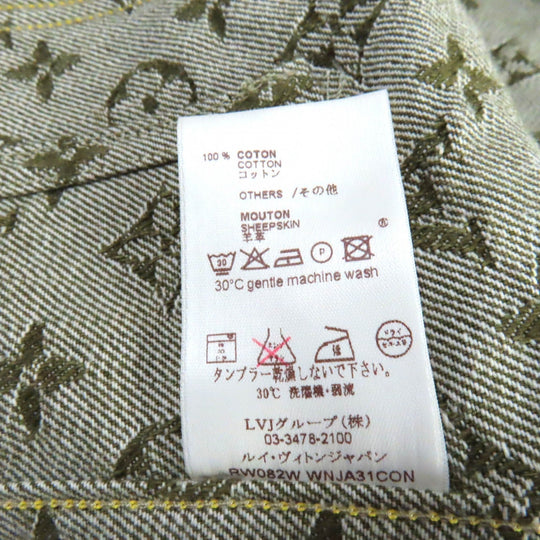 LOUIS VUITTON Denim Jacket Main: 100% cotton, Fur: Mouton khaki Monogrammed Lines Women 40 Used Authentic
