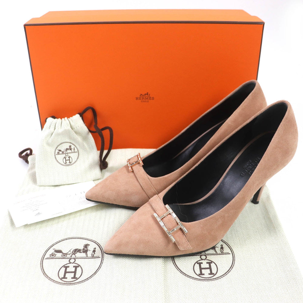 HERMES pumps BN212285Z2106 Main: Suede leather Pink beige type blush 40 Women 37 Used Authentic