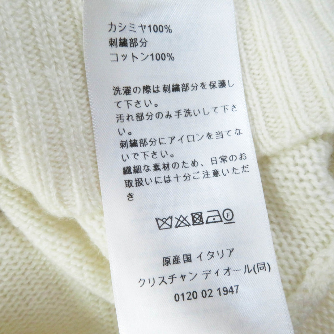 Christian Dior knit 344S57TM152 Outer: 100% cashmere, Part: 100% cotton White mulch Indian Tiger Motif Women 44 Used Authentic