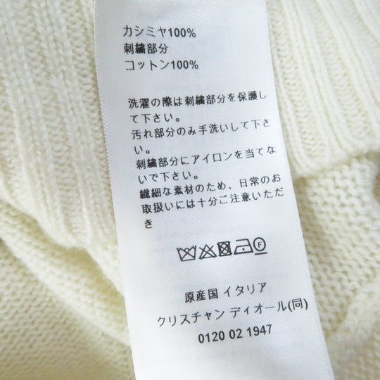 Christian Dior knit 344S57TM152 Outer: 100% cashmere, Part: 100% cotton White mulch Indian Tiger Motif Women 44 Used Authentic