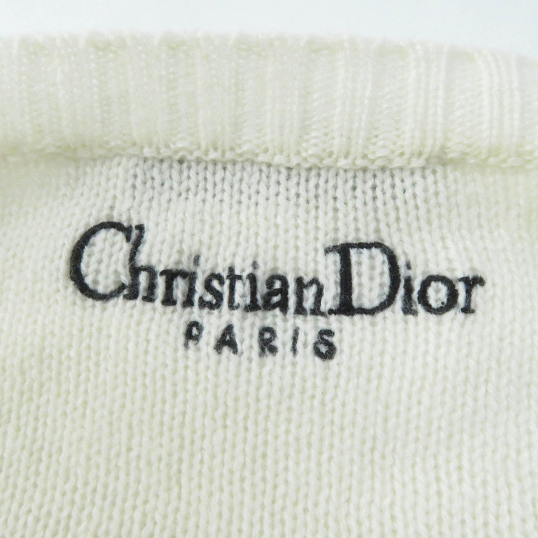 Christian Dior knit 344S57TM152 Outer: 100% cashmere, Part: 100% cotton White mulch Indian Tiger Motif Women 44 Used Authentic