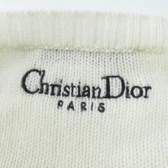 Christian Dior knit 344S57TM152 Outer: 100% cashmere, Part: 100% cotton White mulch Indian Tiger Motif Women 44 Used Authentic