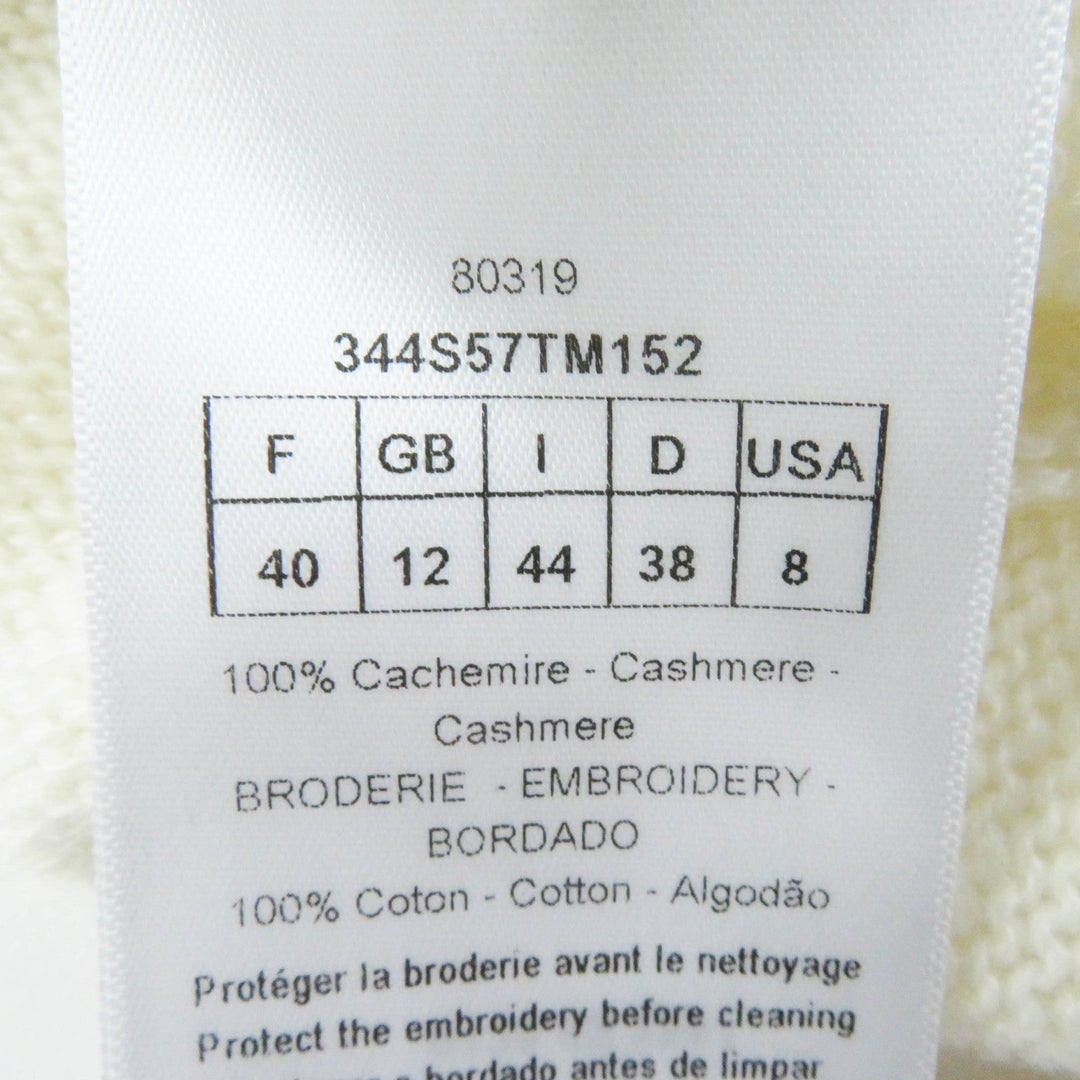 Christian Dior knit 344S57TM152 Outer: 100% cashmere, Part: 100% cotton White mulch Indian Tiger Motif Women 44 Used Authentic