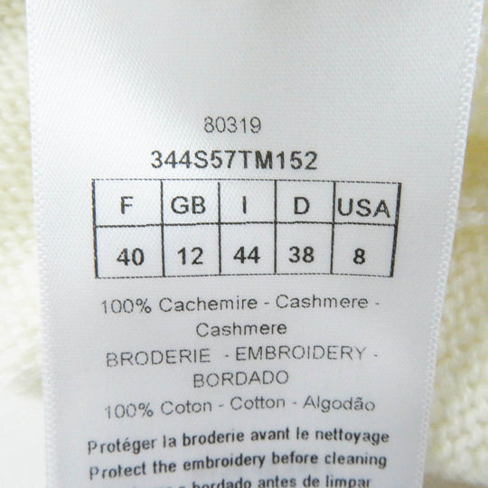 Christian Dior knit 344S57TM152 Outer: 100% cashmere, Part: 100% cotton White mulch Indian Tiger Motif Women 44 Used Authentic