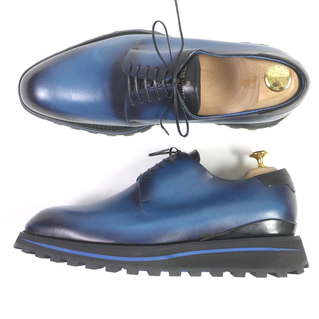LOUIS VUITTON Leather shoes Main: Leather blue Goncourt Line mens 7 Used Authentic