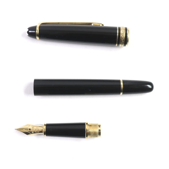 MONTBLANC fountain pen Main: Resin Nib: K14 Black gold Meisterstck Classic mens Used Authentic