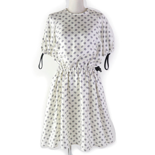 LOUIS VUITTON dress 1A9NYN Main: 100% silk, Lining: 100% silk, Part: 75% nylon, Part: 25% polyurethane White black Women 36 Used Authentic