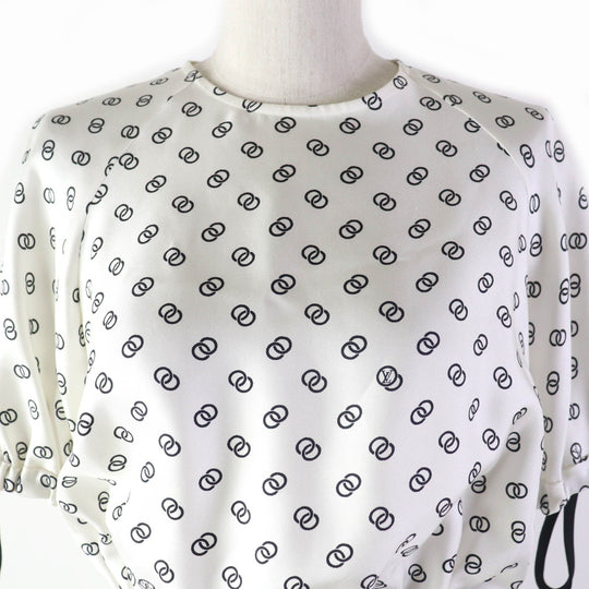 LOUIS VUITTON dress 1A9NYN Main: 100% silk, Lining: 100% silk, Part: 75% nylon, Part: 25% polyurethane White black Women 36 Used Authentic