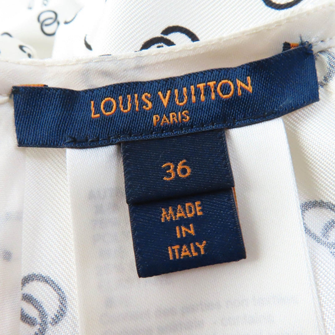 LOUIS VUITTON dress 1A9NYN Main: 100% silk, Lining: 100% silk, Part: 75% nylon, Part: 25% polyurethane White black Women 36 Used Authentic