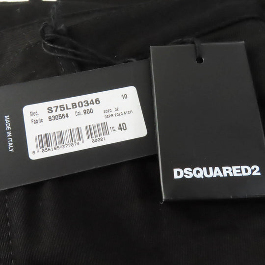 DSQUARED2 Denim pants S75LB0346 Main: 98% cotton, Main: 2% polyurethane, Lining: 65% polyester, Lining: 35% cotton, Part: 80% leather, 14% polyester, 6% resin black Women 40 Used Authentic