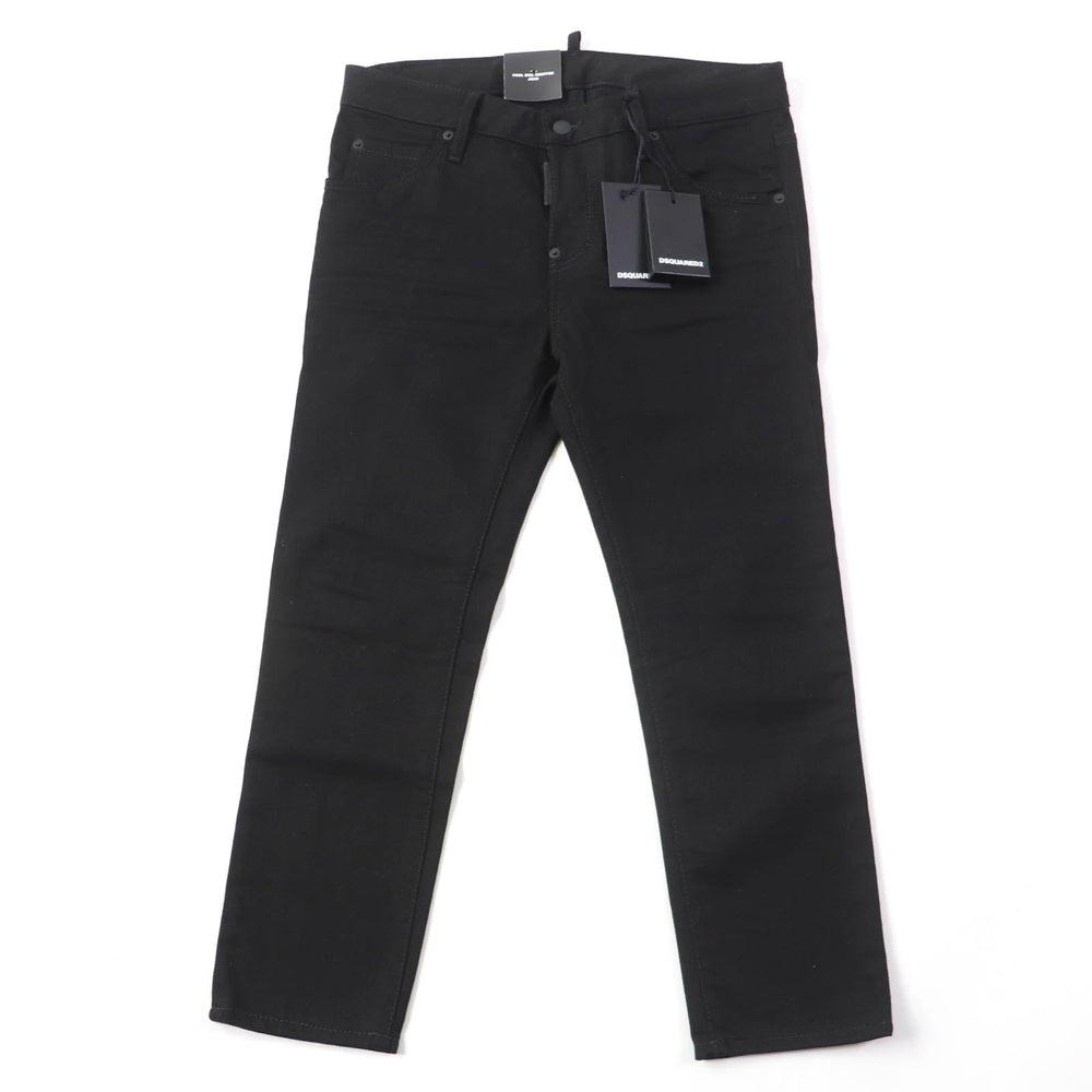 DSQUARED2 Denim pants S75LB0346 Main: 98% cotton, Main: 2% polyurethane, Lining: 65% polyester, Lining: 35% cotton, Part: 80% leather, 14% polyester, 6% resin black Women 40 Used Authentic