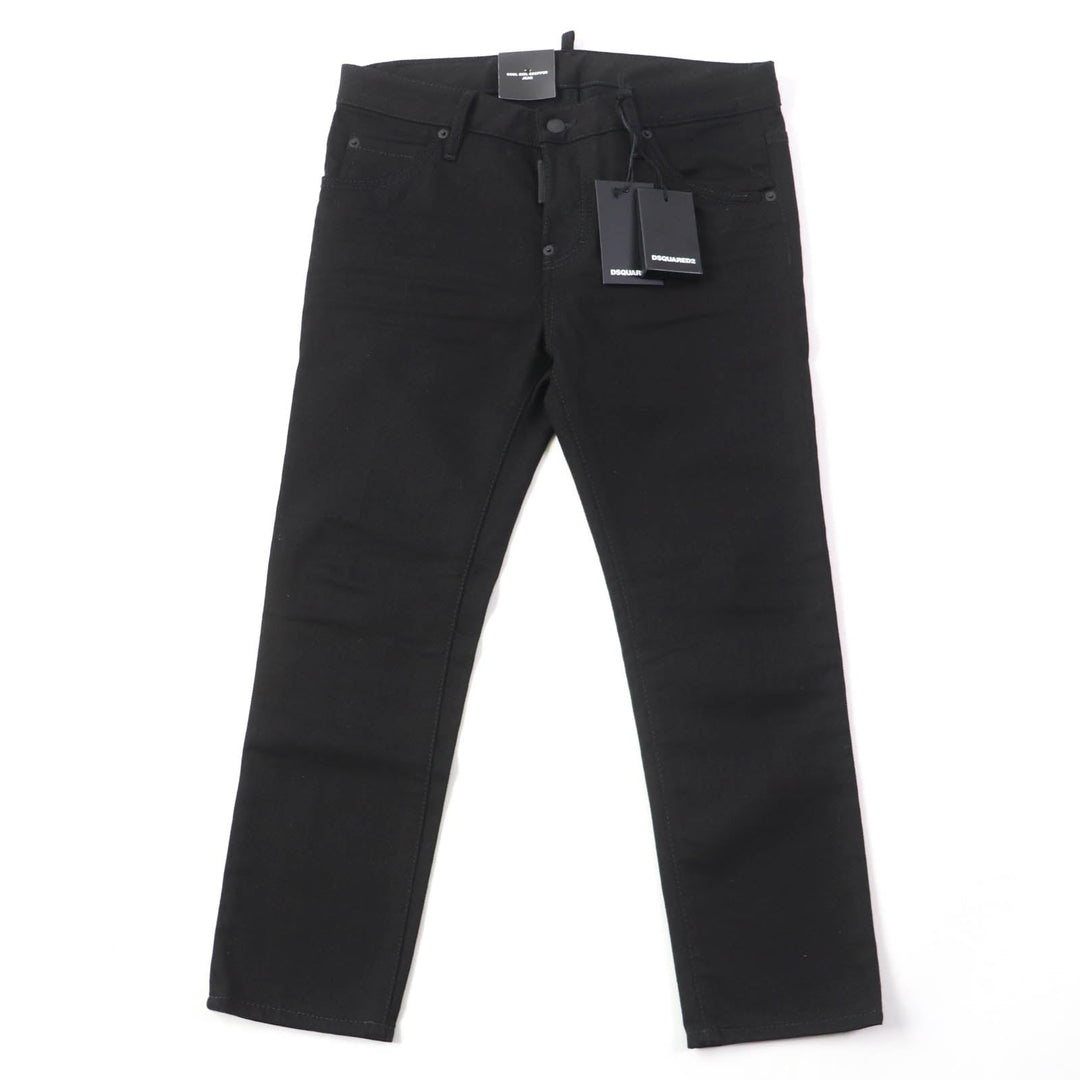 DSQUARED2 Denim pants S75LB0346 Main: 98% cotton, Main: 2% polyurethane, Lining: 65% polyester, Lining: 35% cotton, Part: 80% leather, 14% polyester, 6% resin black Women 40 Used Authentic