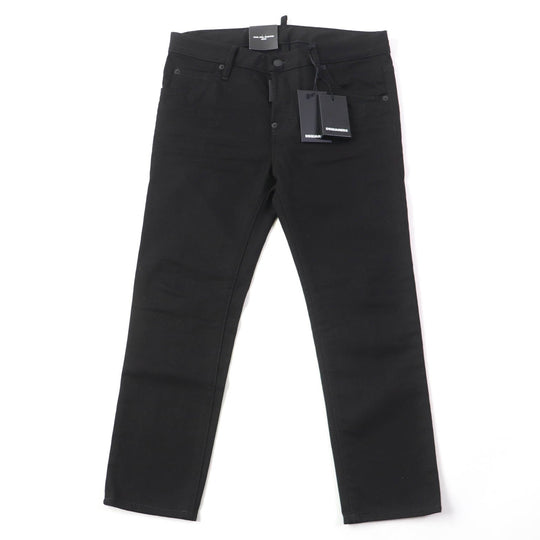 DSQUARED2 Denim pants S75LB0346 Main: 98% cotton, Main: 2% polyurethane, Lining: 65% polyester, Lining: 35% cotton, Part: 80% leather, 14% polyester, 6% resin black Women 40 Used Authentic