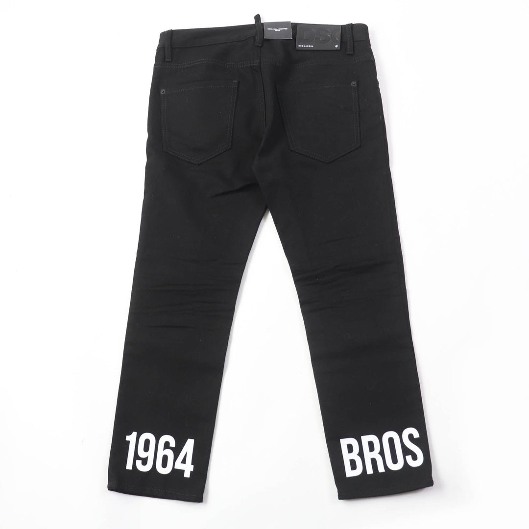 DSQUARED2 Denim pants S75LB0346 Main: 98% cotton, Main: 2% polyurethane, Lining: 65% polyester, Lining: 35% cotton, Part: 80% leather, 14% polyester, 6% resin black Women 40 Used Authentic