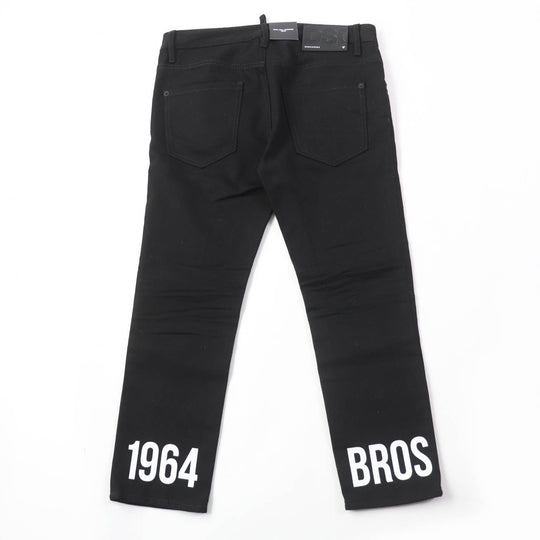 DSQUARED2 Denim pants S75LB0346 Main: 98% cotton, Main: 2% polyurethane, Lining: 65% polyester, Lining: 35% cotton, Part: 80% leather, 14% polyester, 6% resin black Women 40 Used Authentic