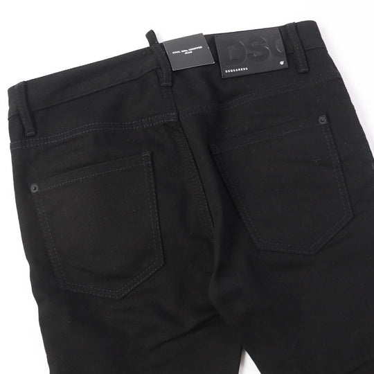 DSQUARED2 Denim pants S75LB0346 Main: 98% cotton, Main: 2% polyurethane, Lining: 65% polyester, Lining: 35% cotton, Part: 80% leather, 14% polyester, 6% resin black Women 40 Used Authentic