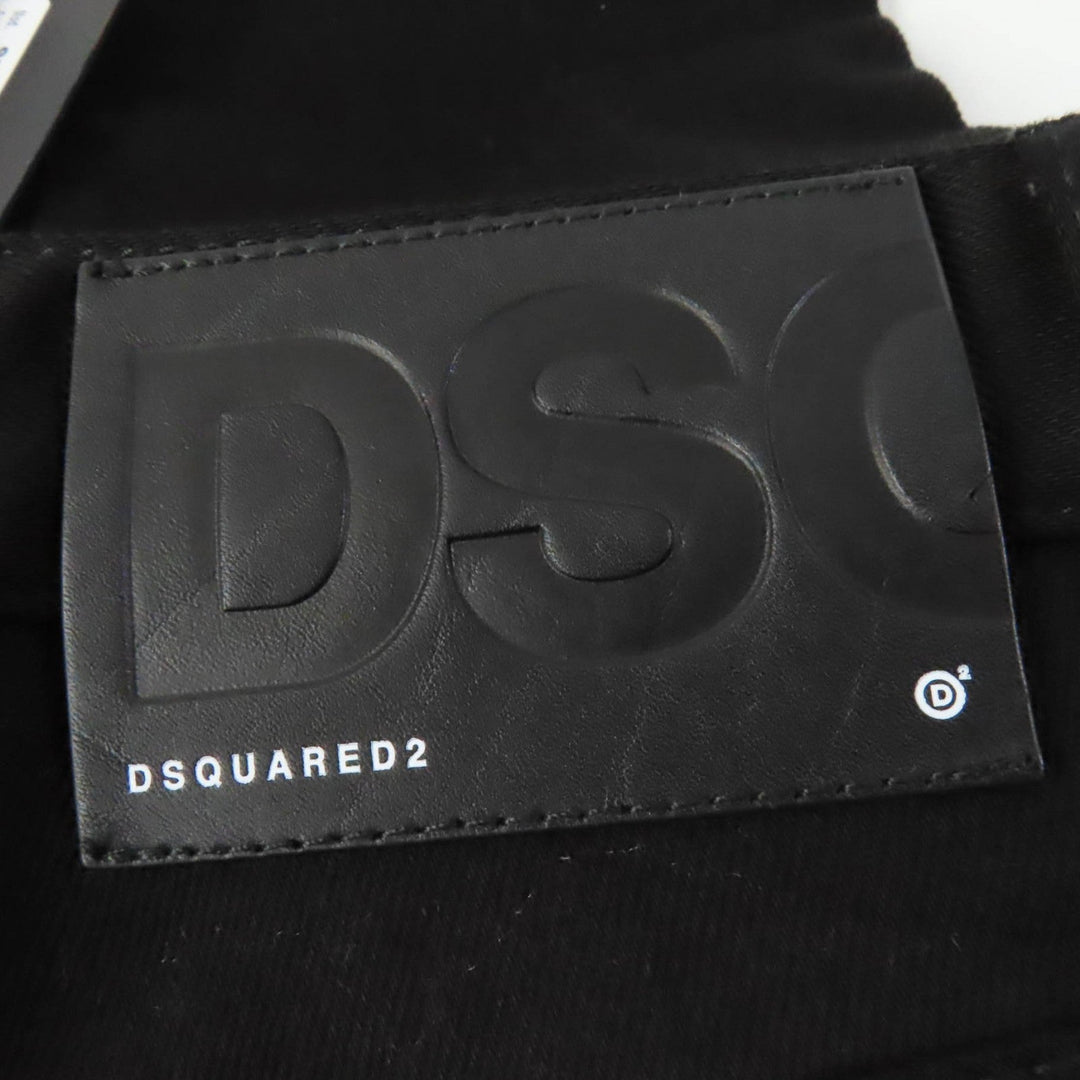 DSQUARED2 Denim pants S75LB0346 Main: 98% cotton, Main: 2% polyurethane, Lining: 65% polyester, Lining: 35% cotton, Part: 80% leather, 14% polyester, 6% resin black Women 40 Used Authentic
