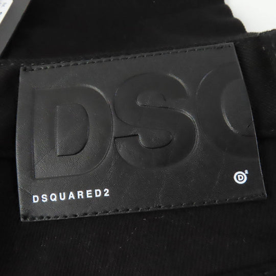 DSQUARED2 Denim pants S75LB0346 Main: 98% cotton, Main: 2% polyurethane, Lining: 65% polyester, Lining: 35% cotton, Part: 80% leather, 14% polyester, 6% resin black Women 40 Used Authentic
