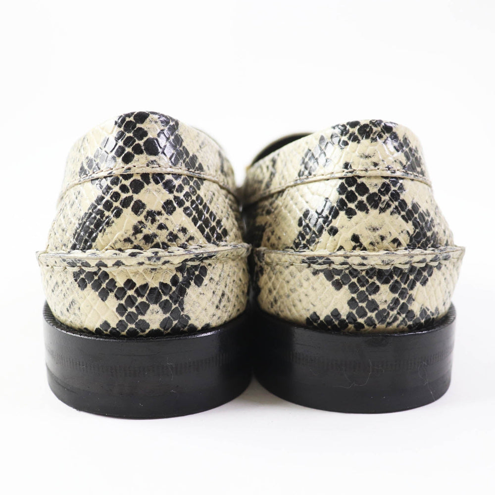 GUCCI loafers 700036 Main: Embossed leather Beige black Women 38 Used Authentic
